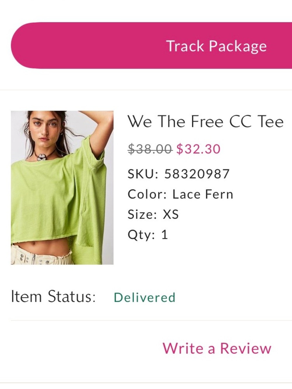 We The Free Cropped CC Tee in Lace Fern Green